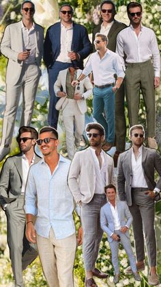 men in suits and sunglasses are posing for the camera