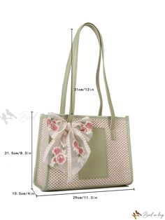 Bird in Bag - Woven Flower Design Scarf Shoulder Bag with Fashionable Hollow Out Detailing Trendy Floral Print Bags For Vacation, Cute Square Shoulder Bag For Spring, Feminine Beach Bag For Spring, Feminine Floral Print Shoulder Bag For Spring, Summer Beige Floral Print Shoulder Bag, Trendy Floral Print Bags For Day Out, Cute Floral Print Bags For Spring, Chic Flower-shaped Bags For Spring, Rectangular Floral Print Shoulder Bag For Spring