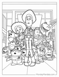 the cartoon characters from toy story coloring pages for kids to color and learn with them