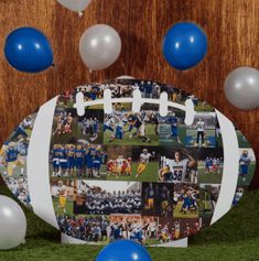 an image of a football with balloons and confetti