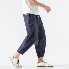 Men's Linen Pants Trousers Summer Pants Beach Pants Jogger Pants Drawstring Elastic Waist Plain Breathable Soft Casual Daily Holiday Linen / Cotton Blend Fashion Streetwear Black Red Micro-elastic Solid Parachute Pants For Summer Outdoor, Summer Outdoor Solid Color Parachute Pants, Summer Outdoor Solid Color Pants, Leisure Harem Pants With Pockets, Summer Cotton Joggers With Pockets, Summer Leisure Pants With Side Pockets, Summer Ankle-length Cargo Pants With Drawstring, Summer Trousers For Outdoor Wear, Summer Wide-leg Joggers With Pockets