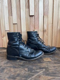 "Black Leather Justin's Roper Boots Perfectly worn in, with some scuffing on toes. Please refer to photos. Measurements: ** Vintage sizing can varies from today's standards. Please see measurements.  Women's Size: 6 Length: 10.5\" Width: 3.5\" Height: 6\" Heel: 1\"" Justin Roper Boots, Fall Winter Boots, Womens Booties, Roper Boots, Booties Ankle Boots, Boot Shoes Women, Winter Boots, Combat Boots, Bootie Boots