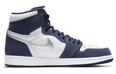 The hottest item - Air Jordan 1 High OG CO JP “Midnight Navy” The Air Jordan 1 “Midnight Navy” retains familiar color scheme, it is composed by white leather and navy upper. While metallic silver on the mid foot Swooshes and collar’s ball and wings badge. And white midsoles and navy outsoles finalise the look. Jordan Model, Fresh Sneakers, Jordan 1 High Og, Air Jordan 1 Retro High Og, Air Jordan 1 Retro High, New Nike Air, Air Jordan 1 High, Jordan 1 High, Air Jordan 1 Retro