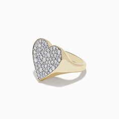 Effy D'Oro 14k Yellow Gold Pave Heart Diamond Statement Ring Statement Rings Diamond, Heart Diamond, Yellow Stone, Diamond Heart, Gold Yellow, Statement Ring, Round Diamonds, Statement Rings, Gold Metal