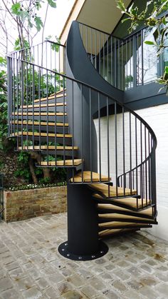 there is a spiral staircase in the house