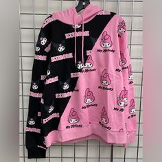 Ultra Rare Kuromi X My Melody Split Hoodie Size: Medium Condition: New / Unused Without Tag #Dolls Kill #Hot Topic #Pacsun #Hollister #H&M #Topshop #Zara #Urban Outfitters #Forever21 #Asos #Misguided #Zumies #Bershka #Y2k #1980s #1990s #2000s #Anne Taylor #J Crew #Free People #Anthropology #Gucci #Lv #Prada #Yoga #Lululemon #Comic #Comiccon #Anime #Graphicnovel (If Interested Submit Offer) Kuromi And My Melody Clothes, Pink Kawaii Hoodie With Letter Print, Pink Kawaii Sweatshirt With Drawstring Hood, Pink Harajuku Hoodie With Drawstring, Pink Kawaii Hoodie With Drawstring Hood, Harajuku Style Pink Hooded Top, Harajuku Style Hooded Pink Top, Pink Kawaii Hoodie Top, Pink Harajuku Hooded Sweatshirt