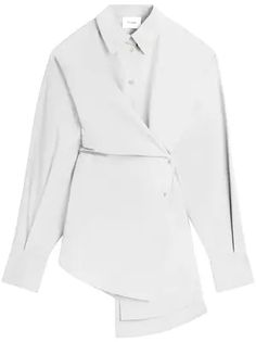 Axel Arigato Parker Cotton Shirt Dress - Grey | Editorialist Spring Office Shirt With Asymmetrical Hem, Chic Fitted Shirt With Asymmetrical Hem, Fitted Cotton Asymmetrical Shirt, Spring Fitted Shirt With Asymmetrical Hem, Chic Asymmetrical Office Shirt, Chic Asymmetrical Shirt For Office, Chic Asymmetrical Fall Shirt, Axel Arigato, Wrap Shirt