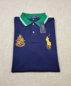 POLO Ralph Lauren Mesh Polo Shirt Big Pony Crest Logo Blue Gold Green Mens XLT BRAND NEW WITH TAGS COLOR: NAVY BLUE GOLD GREEN WHITE RED MEN'S SIZE XLT Chest: 25 inches across ( pit to pit ) Length: 34 inches ( shoulder to hem ) Inseam:Shipped with USPS Priority Mail except on weekends and holidays. * Please note, USPS is experiencing an increase in packages. Delivery times may take longer than normal. Blue Ralph Lauren Polo Shirt, Blue Cotton Ralph Lauren Polo Shirt, Ralph Lauren Blue Polo Collar Shirt, Ralph Lauren Blue Polo Shirt, Green White Red, Crest Logo, Fit Inspo, Fitness Inspo, Blue Gold