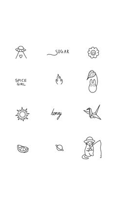 an outline drawing of different types of food