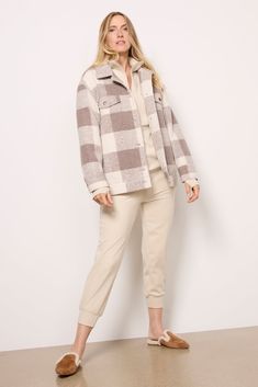 Layer any seasonal look with the Preston plaid jacket by Z Supply. Designed with a relaxed fit, front button closure, and pockets at the chest and sides, this shirt jacket is finished in cozy knit fabric to keep you warm while looking stylish. | Z SUPPLY Women's Preston Knit Plaid Jacket, Size XL, Grey Plaid Button-up Shacket For Outdoor, Button-up Plaid Outerwear For Outdoor, Plaid Relaxed Fit Button-up Outerwear, Knit Plaid, Plaid Double-breasted Outerwear With Button Closure, Plaid Button-up Outerwear With Button Closure, Cozy Knit, Plaid Jacket, Cozy Knits