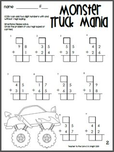 the monster truck mania worksheet for kids to learn how to count numbers on it