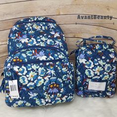 Name - Vera Bradley Essential Backpack Floral Bursts Cotton Lunch Bunch Bookbag Set `` Price Is Firm `` More Details - + Bag Is Authentic ++ From Smoke Free & Pet Free Home +++ No Trades ++++ Check Out My Other Listings I Have Available From Avantbeautybags Photos Are Taken With Bright Lighting And Colors May Vary Under Different Conditions (Your Device, Monitor, Etc). Our Quilted Cotton Is Colorful, Lightweight And Packable Exterior Features Two Slide Slip Pockets Interior Features A Slip Pocke Vera Bradley Backpack Set, Vera Bradley Backpack Campus, Tech Backpack, Butterfly Bags, Bright Lighting, Backpack Set, Campus Backpack, Quilted Backpack, Dog Backpack