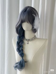 Split Ponytail, Blue Wigs, Blue Wig, Cosplay Hair, Fantasy Hair, Pretty Hair Color, Anime Hair, Hair Reference, Long Curly Hair