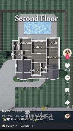 an interactive floor plan for a house with swimming pool and hot tub in the middle