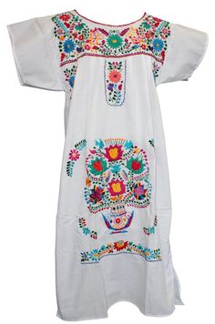 Mexican Dress Traditional Floral - White Folk Style Floral Embroidered Dress For Ceremonies, White Embroidered Dress For Traditional Ceremonies, Traditional White Embroidered Dress For Ceremonies, White Floral Embroidered Dress For Traditional Ceremonies, White Floral Embroidery Dresses For Traditional Ceremonies, Traditional Embroidered Dress For Cinco De Mayo, Traditional Floral Embroidered Dress For Cinco De Mayo, Multicolor Floral Embroidered Dress For Traditional Ceremonies, Traditional Embroidered Cinco De Mayo Dresses