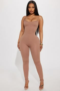 Available In Black, Tan, And Wine. Jumpsuit Adjustable Spaghetti Strap Scoop Neck Legging Stretch 92% Nylon 8% Spandex Imported | Off The Grind Seamless Jumpsuit in Tan size L/XL by Fashion Nova Butterfly Shoot, Seamless Jumpsuit, Glam Closet, Fashion Nova Models, Pink Maxi, Pink Maxi Dress, Jumpsuit Fashion, Urban Style