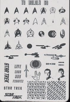 the star trek sticker sheet is in black and white