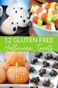 halloween treats with text overlay that reads 12 gluten free halloween treats