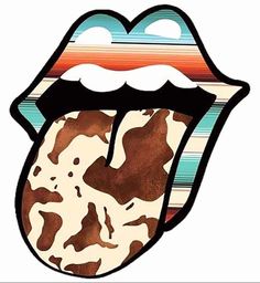 the rolling stones'tongue is painted in brown and white