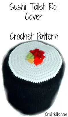 sushi toilet roll cover crochet pattern with poinsetti on the top