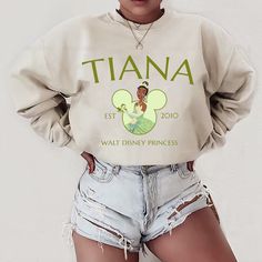 Princess Tiana Sweatshirt, Disney Princess Sweatshirt, Tiana Sweatshirt Mulan Princess, Tiana Birthday Party, Tiana Disney, Disneyland Princess, Walt Disney Princesses, Wedding Exits, Princess And The Frog, Princess Tiana, Custom Aprons