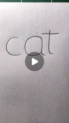 the word cat is written in cursive writing