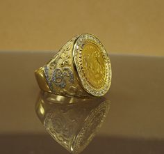 Coin Ring Big Men's Ring Signed Ring Monogram 18K - Etsy India Gold Coin Ring, Wedding Jewelery, Mens Rings, Signet Rings, Dress Indian, Coin Ring, Bas Relief, Original Jewelry, Gold Price