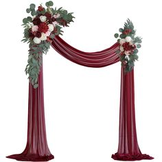 an arch decorated with flowers and greenery for a wedding or special event, isolated against a white background