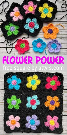 crocheted flower potholders are shown with the text, free pattern and instructions to make