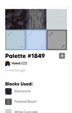 an iphone screenshot with the text palette 1389 and blocks used on it