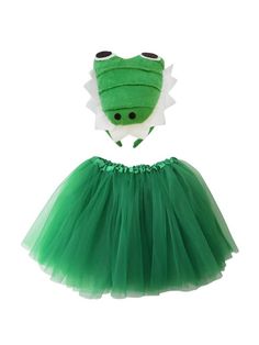 a green tutu skirt and frog costume