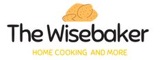 the wisebaker home cooking and more logo with an image of bread on it