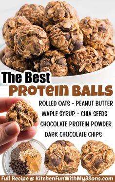 the best protein balls rolled oats peanut butter maple syrup - chia seeds chocolate chip