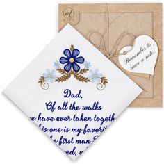 a father's day card with a blue flower on it and a message from his daughter