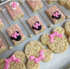 mickey mouse rice krispy treats on a tray