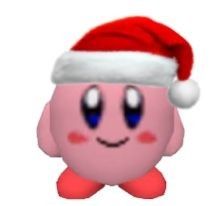 a pink emote wearing a santa hat