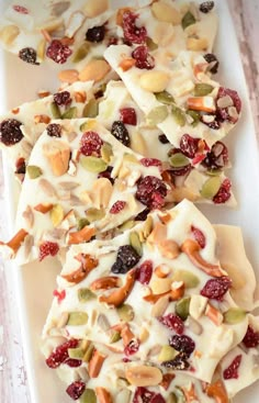 white chocolate barkle with nuts and dried cranberries