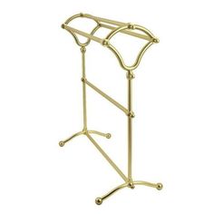 a gold metal rack with two handles