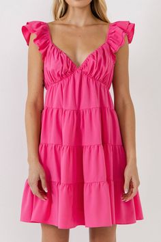 This romantic mini dress from endless rose can be styled for both casual and special occasions. The ruffle sleeves, tiered design, and flowy silhouette create a whimsical piece. The lining makes this dress comfortable to wear all day, or night, long, while the side zipper makes changing a breeze. Layered ruffle cap sleeves Elastic at shoulders V-neck Tiered design Lined Mini length Flowy silhouette Concealed side zipper with hook-and-eye closure Hand wash cold Do not bleach Do not tumble dry Iro Tiered Mini Dress, Tweed Dress, Rose Dress, Heat Styling Products, Romper With Skirt, Dress Cuts, Dress First, Fall Dresses, Sweetheart Neckline