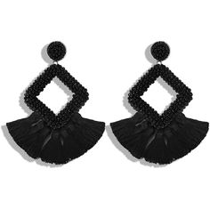 Black Beaded Earring Bohemian Beachten Look Black Beaded Jewelry For The Beach, Elegant Fringe Tassel Earrings For Beach, Elegant Black Beads Beach Jewelry, Elegant Tassel Earrings With Fringe For Beach, Elegant Black Beads Jewelry For Beach, Elegant Beach Tassel Earrings With Fringe, Black Dangle Jewelry For Summer, Elegant Beach Jewelry With Black Beads, Chic Handmade Black Earrings