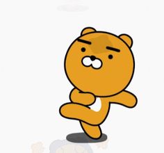 a cartoon bear is dancing with his arms stretched out to the side and eyes closed