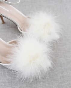 This satin pointy toe heels will give a distinguished look with accented faux fur on vamp. It completes the elegance and boldness in one. DETAILS: HEELS: 3 inches COLORS AVAILABLE: Champagne, Ivory and White UPPER: Synthetic upper and lining MATERIALS: Mandmade outsole ORIGIN: Imported STYLE NAME: BELL Faux Fur Wedding, Bridesmaids Shoes, Wedding Fur, Pointy Toe Heels, Bridal Heels, Bridesmaid Shoes, Evening Shoes, Pointed Toe Flats, Bridal Showers