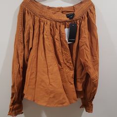 New With Tags Nwt Brand: Liv Los Angeles Color: Burnt Orange, Rust, Pumpkin Pie Pretty Lace And Stitching Detailing Spring Peasant Long Sleeve Top, Peasant Long Sleeve Top For Spring, Spring Peasant Top With Long Sleeves, Peasant Style Long Sleeve Top For Spring, Fall Peasant Top For Day Out With Relaxed Fit, Cotton Peasant Top For Day Out, Cotton Peasant Blouse For Day Out, Peasant Style Cotton Blouse For Day Out, Cotton Peasant Top For Day Out In Fall