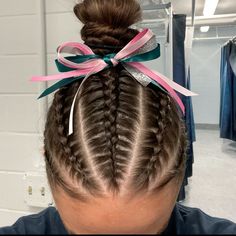 Braids For Wrestling, Braided Hairstyles Sports Workout Hair, Gymnastics Competition Hair Braids, Hairstyles For A Gymnastics Meet, Ncaa Gymnastics Hair, Wrestling Hairstyles, Braided Hairstyles For Sports