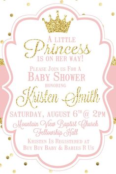 a pink and gold princess baby shower party