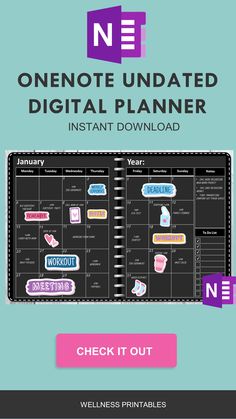 the one - page digital planner is shown in this image