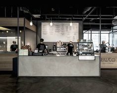 the counter is clean and ready for customers to use at the eatery or coffee shop