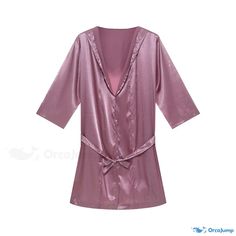 Orcajump - Silk Smooth Couples Sleepwear and Robe Set: Soft and Elegant Short-Sleeved Polyester Robe for Leisure and Relaxation Night Clothes, Satin Nightgown, Male Kimono, Bathrobe Men, Couple Pajamas, Satin Kimono, Silk Kimono, Mens Hooded, Sleepwear Robe