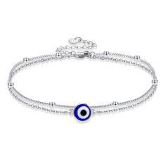 PRICES MAY VARY. 🧿Evil Eye Anklet:The evil eye symbolizes good luck, health, growth, and strength,and the ability to ward off all bad things. Wish the evil eye ankle bracelet will bring you good luck. 🧿 Material: 925 sterling silver Evil Eye Ankle Bracelet, hypoallergenic, tarnish resistant,nickel-free,lead-free,cadmium-free,suitable for long-term wear,not contain any allergic element. 🧿Size: Evil Eye Anklet chain Length:9 +2 inch adjustable chain. Packaging: 1x Evil Eye jewelry; 1 x polishin Evil Eye Jewelry Bracelet, Evil Eye Anklet, Layered Bracelet, Bracelet Pendant, Protection Amulet, Bad Things, Bracelet Sterling Silver, Eye Bracelet, Ankle Bracelet