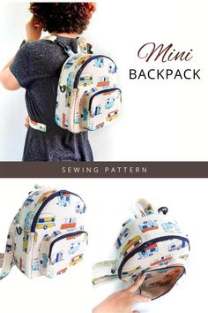 the back pack is designed to look like it has cars and trucks on it, as well